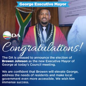 Stable government for George, as DA’s Browen Johnson elected new Mayor