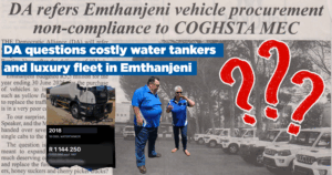 DA questions costly water tankers and luxury fleet in Emthanjeni