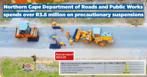 Northern Cape Department of Roads and Public Works spends over R3.8 million on precautionary suspensions