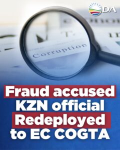 Suspended KZN official quietly redeployed to Eastern Cape CoGTA