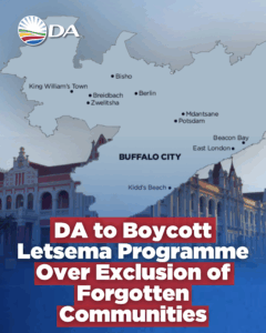 DA to boycott as Letsema Programme exposes Legislature’s neglect of forgotten communities