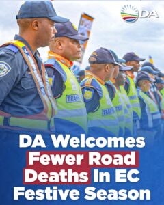 DA welcomes reduction in festive season road deaths in the Eastern Cape