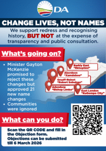 DA mobilises formal objections following gazetting of EC name changes