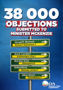 DA submits more than 38 000 EC name change objections to Minister Gayton McKenzie