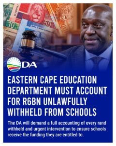 Eastern Cape Education Department must account for R6bn unlawfully withheld from schools