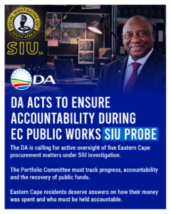 DA acts to ensure accountability during EC Public Works SIU probe