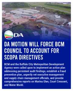 DA motion will force BCM Council to account for SCOPA directives